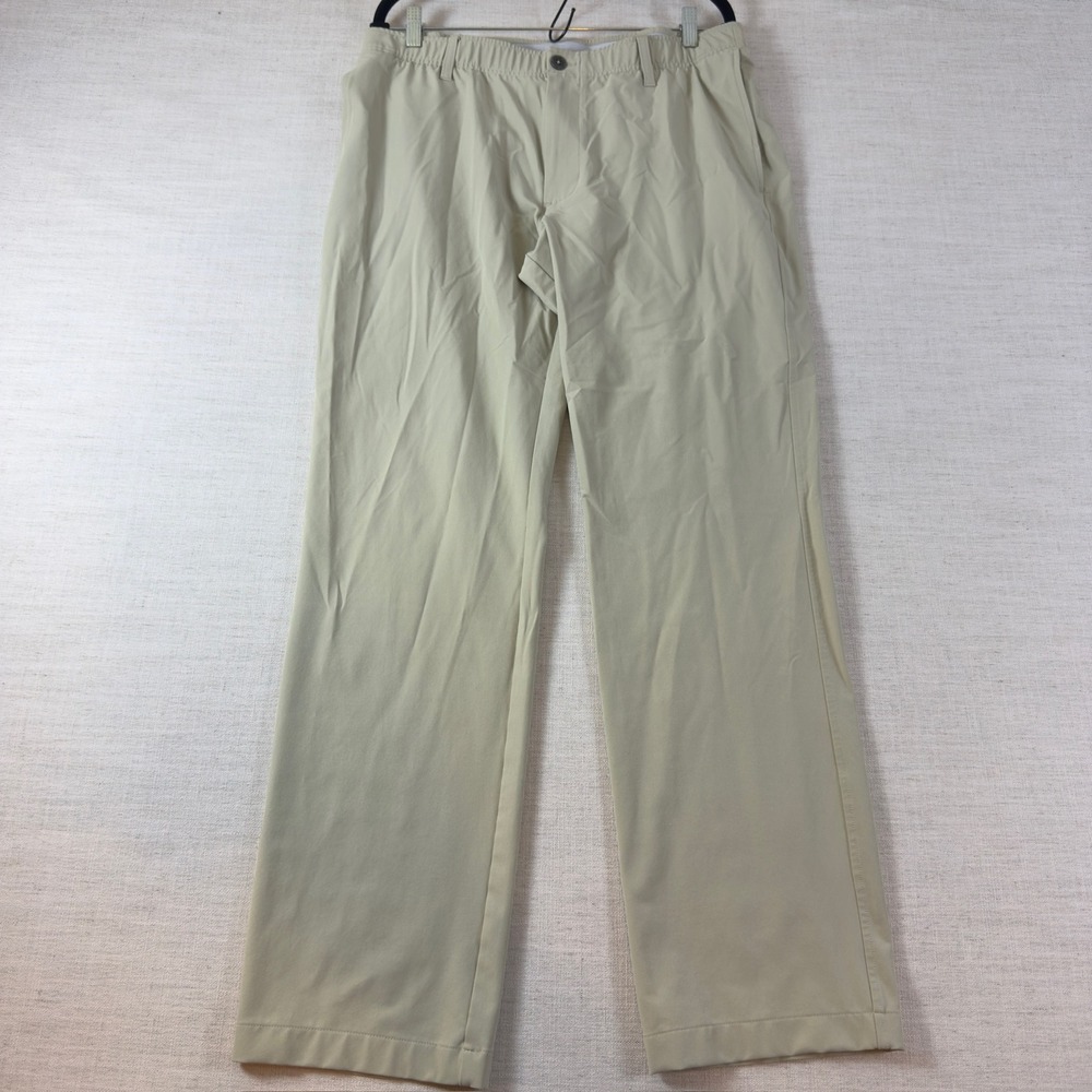 Under Armour Golf Pants Mens 36x32 Khaki Tan Stretch Performance Flat Front